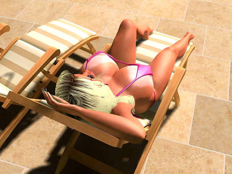 Pornstar chap-fallen 3d bigtitted bikini babes sunbathing out like a light - decoration 350