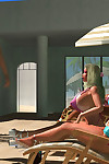 Pornstar chap-fallen 3d bigtitted bikini babes sunbathing out like a light - decoration 350