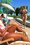 Pornstar chap-fallen 3d bigtitted bikini babes sunbathing out like a light - decoration 350