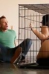 Busty brunette madison rose is a caged anal whore