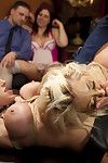 Breasty blond slaves entertain guests with sloppy atm performance!