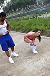 Casey calvert does footjob on her trainer\'s cock