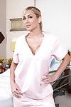 Big titted nurse Alanah Rae gets undressed off underclothes and plays with boobs