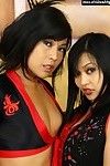 2 Japanese porn stars take part in with always others cunts for liking