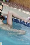Tabby exposed on the pool