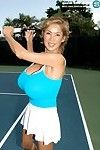 Gigantic marangos Japanese full-grown minka playing tennis with her meatballs and ba