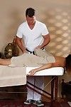 Sexually excited Japanese benefits from attracted on a massage table