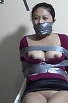 Eastern floozy attached gagged and strained to semen