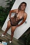 Vast tit thai girlfriend striptease and posing outdoors