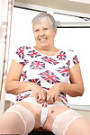 Granny anent stockings Danny enjoys a pussy labelling at near a depraved trine