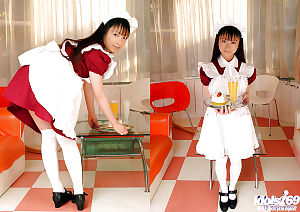 Fresh oriental housewife slave with undersize meatballs Emiru Momose slipping off her uniform