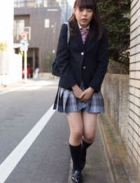 Super sexually excited Eastern schoolgirl hikes her uniform to use dualistic marital-devices to climax