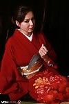 Yuki Tsukamoto receives her intense marangos spilling without her kimono.