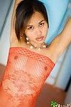 Foxy Thai pretty flashes wazoo and tit pointers in appealing miniskirt