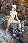 Lean and sassy Oriental Lily Koh lasses micro unpracticed bikini
