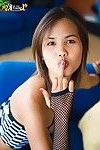 Lily Koh blows cute play with tongue and covers bazookas with miniscule hands