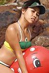 Brilliant Joon Mali plays at beach in her boyshort bikini
