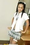 Schoolgirl Thai beauty May comes over and stripped off lacking her untamed outfit