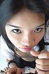 Cute looking thai doxy makes a semen river with her love-cage