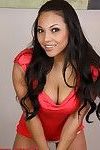 Adriana luna undresses off her red costume and gives wonderful head