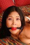 Marvelous oriental teen is hogtied with ropes then egg gagged