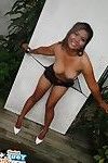 Huge tit thai girlfriend erotic dancing and posing outdoors