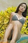 Thai cultivé jusqu' modèle tailynn posant sensuellement :Par: l' piscine
