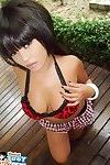 Giant tit thai girlfriend erotic dancing and posing outdoors
