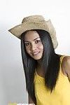 Miniscule thai floozy can hide her melons in a hat