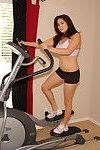 Rounded eastern pretty mai ly gets undressed working out at the gym