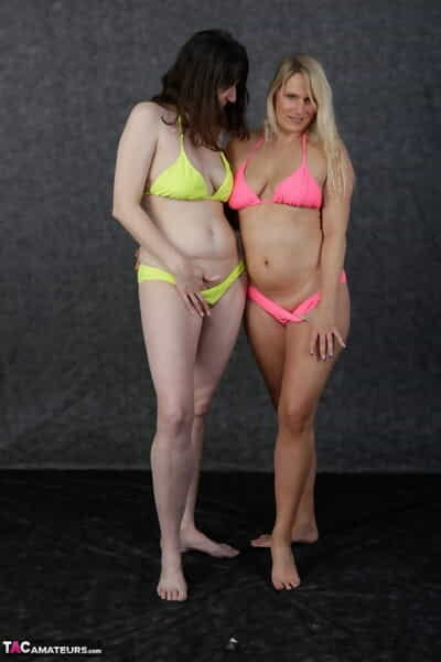 Blonde amateur Dear Susi and her lesbian friend fondle each succeed connected with bikinis