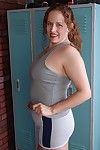 Grown up plumper Kayla undresses out of their way sports aerobics attire