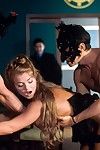 Gorgeous blonde fucked by two guys back masks anent strange troop