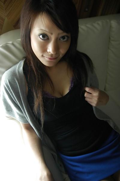 Asian brunette Kazumi wants to show her awesome pussy and ass