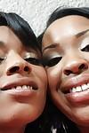 Black MILF babes Porche and Aryana kissing and showing big boobs