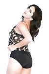 Milf brunette Sunny Leone is posing pretty elegant in her lingerie