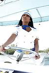 Indian MILF in captain uniform Priya Anjeli Rai stripping on the yacht