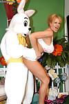 Clothed amateur Kelly Madison suck hard cock of a rabbit in a skirt