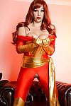 Stunning cosplay with a hot redhead Sophie Parker in the living room