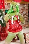 Green-skinned amateur Joanna Angel poses very hot on Christmas