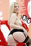 Hot ass blonde babe in stockings Ashley Fires slipping off her lingerie