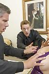 Slutty secretary Kiera King has a groupsex with two well-hung office mates