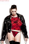 Hot Linsey Dawn McKenzie in a sexy latex jacket and boots.