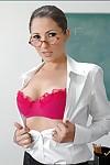 Sexy MILF teacher Baby jayne stripping from pink lingerie and spreading