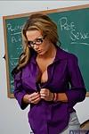 Fuckable teacher in glasses Nikki Sexx stripping in the classroom