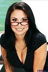 MILF teacher in glasses Sophia Lomeli posing in lingerie and stockings