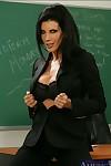 Hot mature teacher Shay Sights brings out her huge juggs in the class