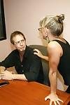 Mature secretary in glasses gives a great blowjob to her boss