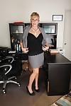 Blonde secretary Kayla Larson stripping naked at work place