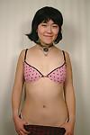 Slender amateur Asian Cady puts her hairy coochie under scrutiny
